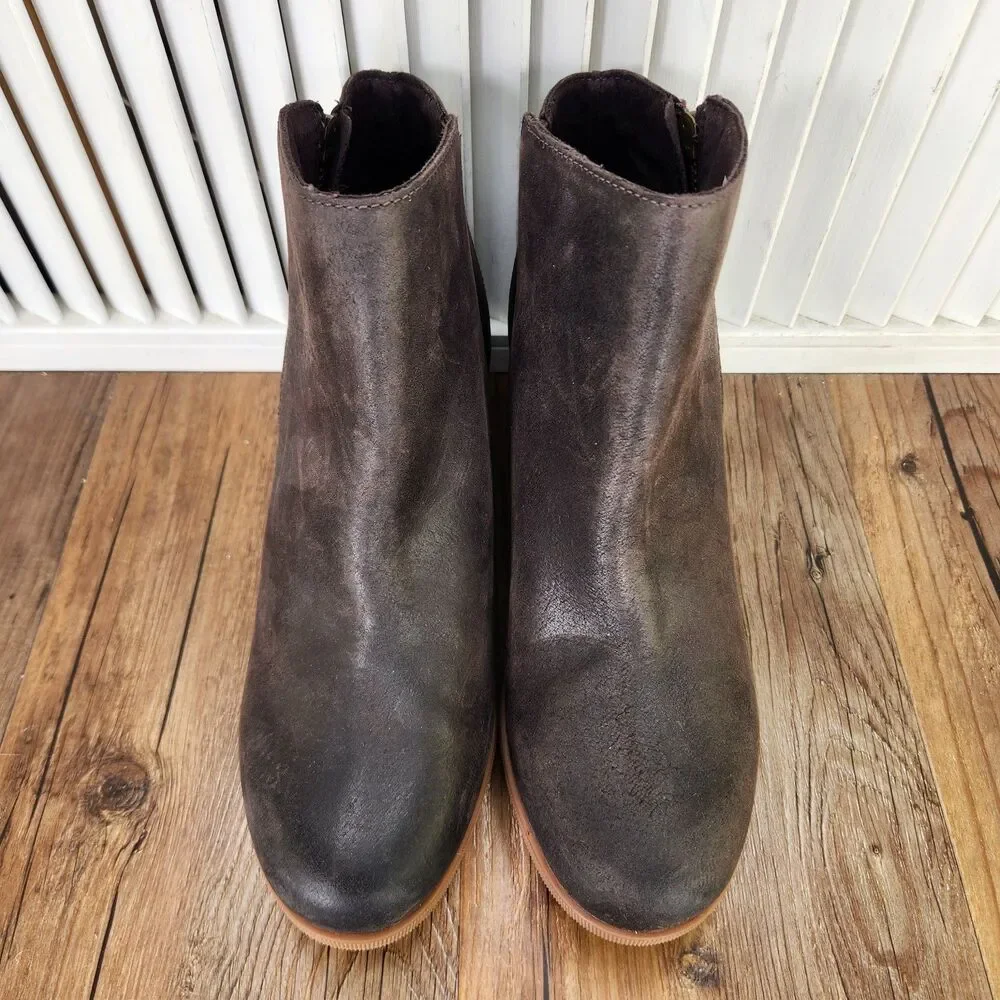 Sorel Joan of Arctic Wedge II Zip Boots Womens Size 10 Brown Leather Hidden Heel